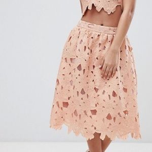 Crochet lace midi skirt